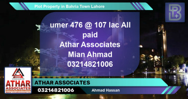 Residential Plot for Sale in Bahria Town, Lahore - (BP-60537)