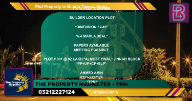 Residential Plot for Sale in Bahria Town, Lahore - (BP-60636)