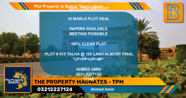 Residential Plot for Sale in Bahria Town, Lahore - (BP-60663)