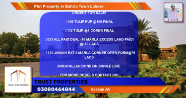 Residential Plot for Sale in Bahria Town, Lahore - (BP-60680)