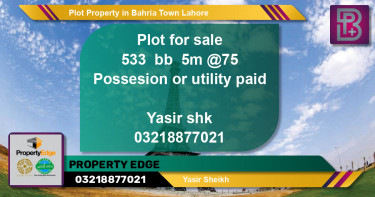 Residential Plot for Sale in Bahria Town, Lahore - (BP-60732)