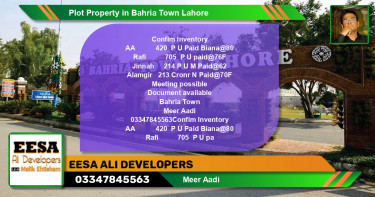 Residential Plot for Sale in Bahria Town, Lahore - (BP-60808)