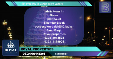Residential Plot for Sale in Bahria Town, Lahore - (BP-60820)