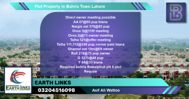 Residential Plot for Sale in Bahria Town, Lahore - (BP-60838)