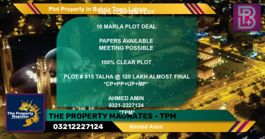 Residential Plot for Sale in Bahria Town, Lahore - (BP-60914)