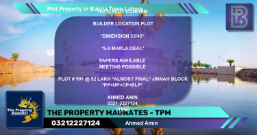 Residential Plot for Sale in Bahria Town, Lahore - (BP-60918)