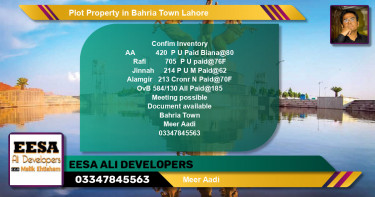 Residential Plot for Sale in Bahria Town, Lahore - (BP-61053)