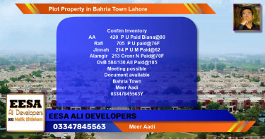 Residential Plot for Sale in Bahria Town, Lahore - (BP-61058)