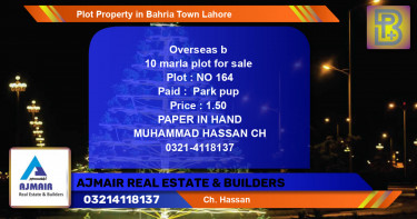 Residential Plot for Sale in Bahria Town, Lahore - (BP-61060)