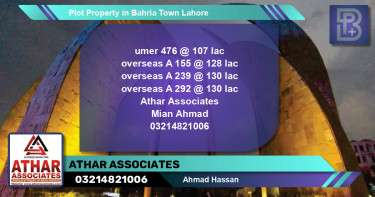 Residential Plot for Sale in Bahria Town, Lahore - (BP-61085)