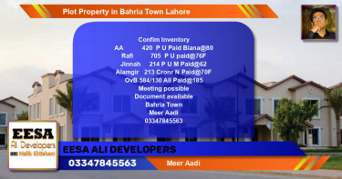 Residential Plot for Sale in Bahria Town, Lahore - (BP-61096)