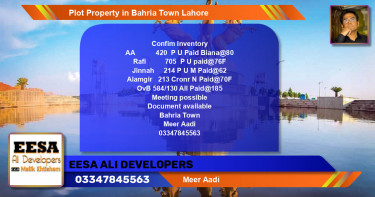 Residential Plot for Sale in Bahria Town, Lahore - (BP-61098)