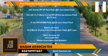 Residential Plot for Sale in Bahria Town, Lahore - (BP-61161)
