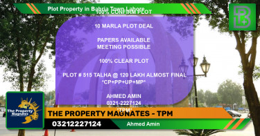 Residential Plot for Sale in Bahria Town, Lahore - (BP-61193)