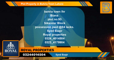 Residential Plot for Sale in Bahria Town, Lahore - (BP-61462)