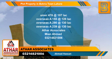 Residential Plot for Sale in Bahria Town, Lahore - (BP-61537)