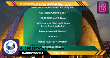 Residential Plot for Sale in Bahria Town, Lahore - (BP-61577)