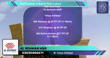 Residential Plot for Sale in Bahria Town, Lahore - (BP-61629)