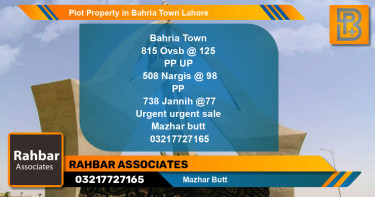 Residential Plot for Sale in Bahria Town, Lahore - (BP-61642)