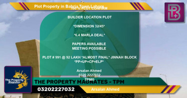 Residential Plot for Sale in Bahria Town, Lahore - (BP-61658)