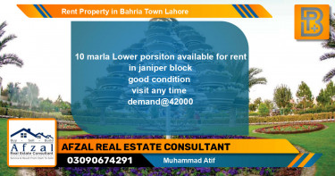 Residential Property for Rent in Bahria Town, Lahore - (BP-61701)