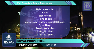 Residential Plot for Sale in Bahria Town, Lahore - (BP-61732)