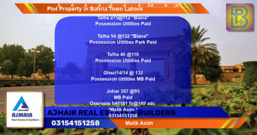 Residential Plot for Sale in Bahria Town, Lahore - (BP-61882)