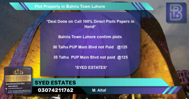 Residential Plot for Sale in Bahria Town, Lahore - (BP-61923)