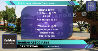 Residential Plot for Sale in Bahria Town, Lahore - (BP-61973)