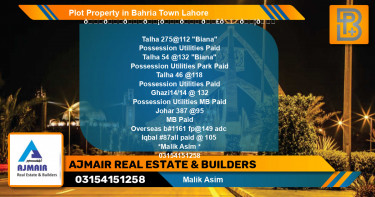 Residential Plot for Sale in Bahria Town, Lahore - (BP-61988)