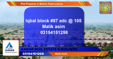 Residential Plot for Sale in Bahria Town, Lahore - (BP-62006)