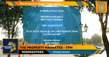 Residential Plot for Sale in Sector F - Talha Block -  Bahria Town, Lahore - (BP-62243)