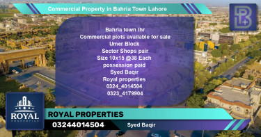 Commercial Property for Sale in Bahria Town, Lahore - (BP-62272)