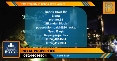 Residential Plot for Sale in Bahria Town, Lahore - (BP-62279)