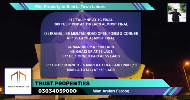Residential Plot for Sale in Bahria Town, Lahore - (BP-62319)