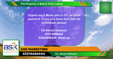 Residential Plot for Sale in Bahria Town, Lahore - (BP-62387)