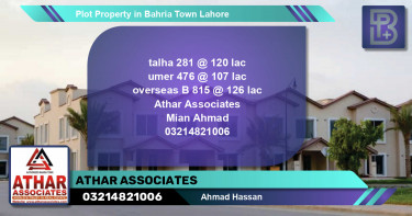 Residential Plot for Sale in Bahria Town, Lahore - (BP-62452)