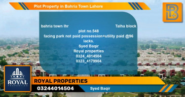 Residential Plot for Sale in Bahria Town, Lahore - (BP-62590)