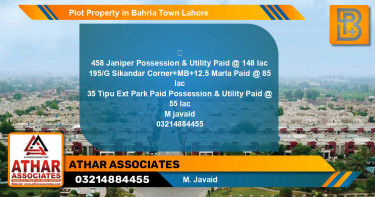 Residential Plot for Sale in Bahria Town, Lahore - (BP-62634)