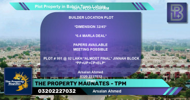 Residential Plot for Sale in Bahria Town, Lahore - (BP-62830)