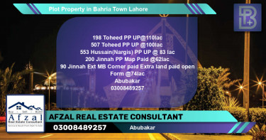 Residential Plot for Sale in Bahria Town, Lahore - (BP-62935)