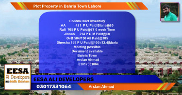 Residential Plot for Sale in Bahria Town, Lahore - (BP-63072)