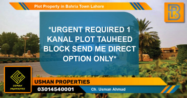 Residential Plot for Sale in Bahria Town, Lahore - (BP-63075)