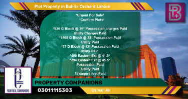 Residential Plot for Sale in Bahria Orchard, Lahore - (BP-63144)