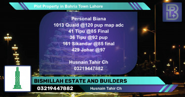 Residential Plot for Sale in Bahria Town, Lahore - (BP-63150)