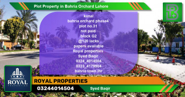 Residential Plot for Sale in Bahria Orchard, Lahore - (BP-63166)