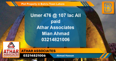 Residential Plot for Sale in Bahria Town, Lahore - (BP-63171)