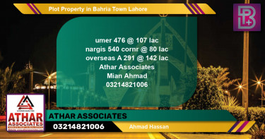 Residential Plot for Sale in Bahria Town, Lahore - (BP-63236)