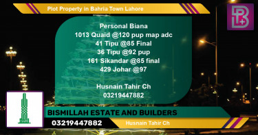 Residential Plot for Sale in Bahria Town, Lahore - (BP-63240)