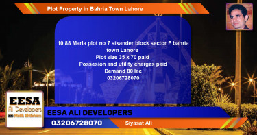 Residential Plot for Sale in Bahria Town, Lahore - (BP-63311)